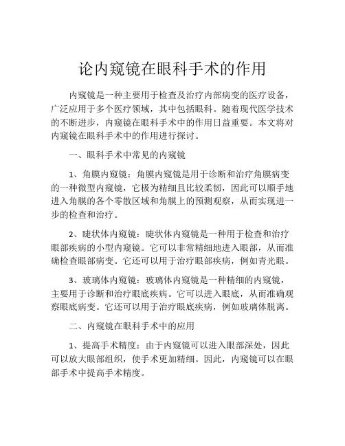 论内窥镜在眼科手术的作用