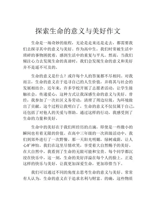 探索生命的意义与美好作文