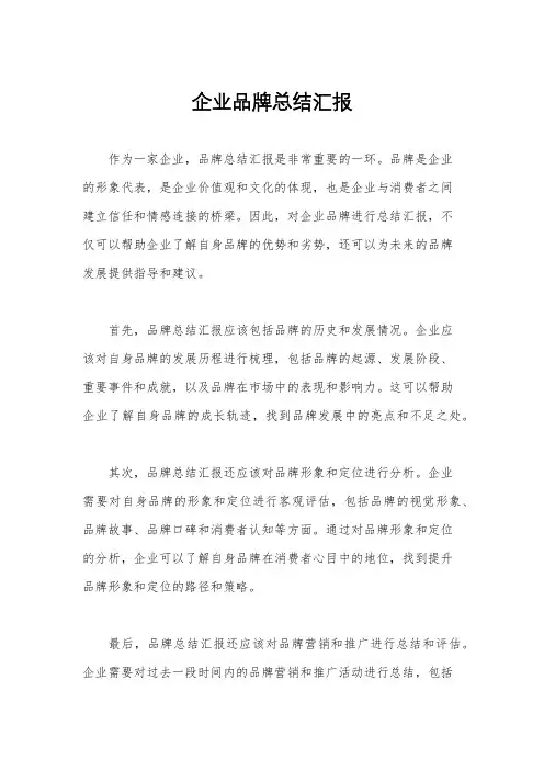 企业品牌总结汇报