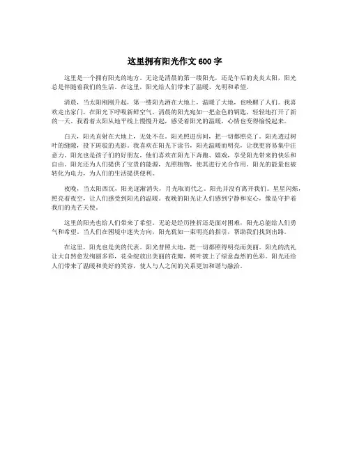 这里拥有阳光作文600字