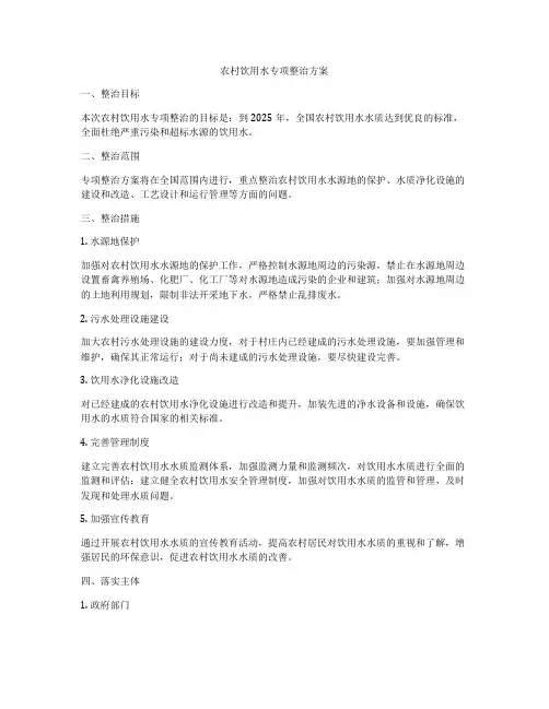 农村饮用水专项整治方案