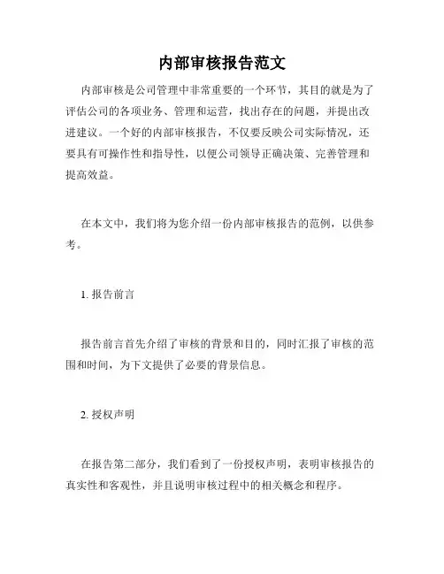 内部审核报告范文