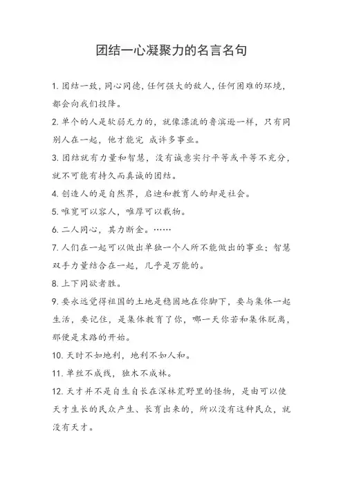 团结一心凝聚力的名言名句