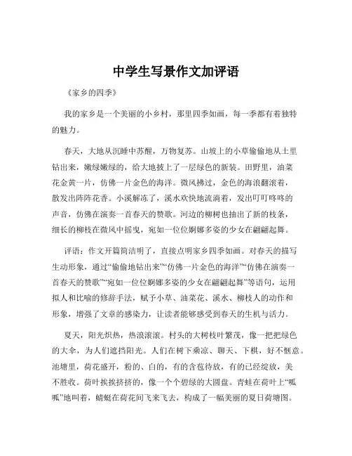 中学生写景作文加评语