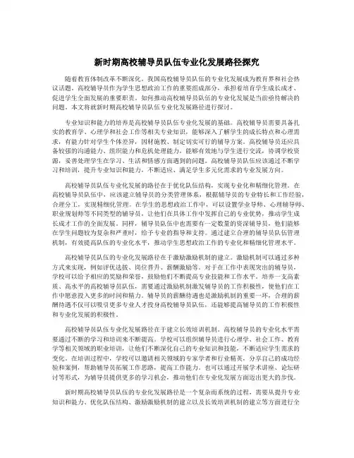 新时期高校辅导员队伍专业化发展路径探究