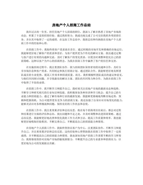房地产个人招商工作总结