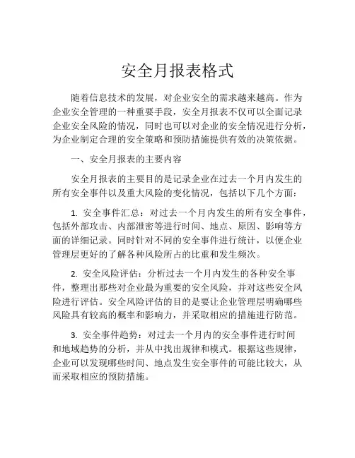 安全月报表格式