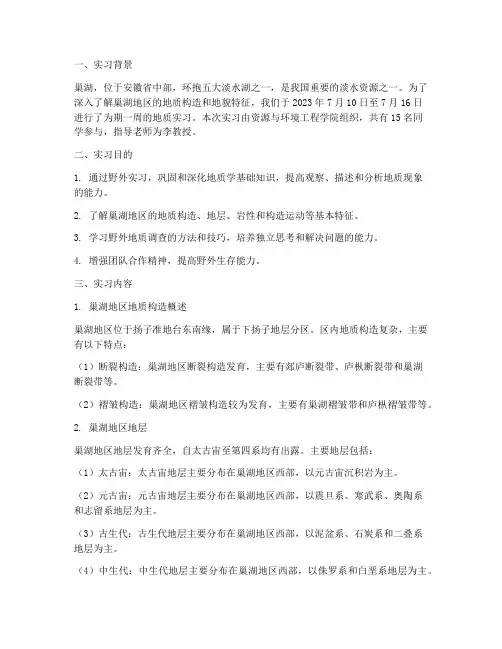 巢湖_地质实习报告