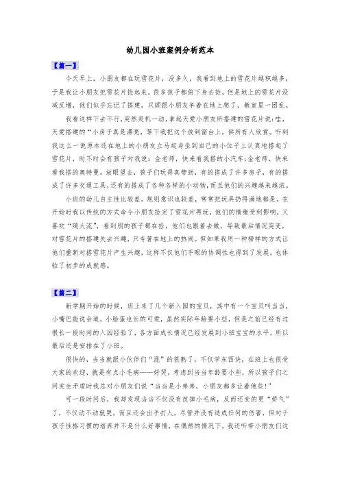 幼儿园小班案例分析范本共四篇