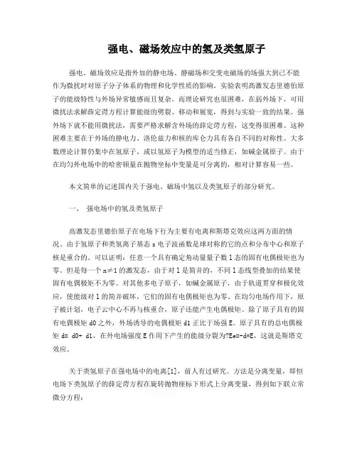 强电、磁场效应中的氢及类氢原子