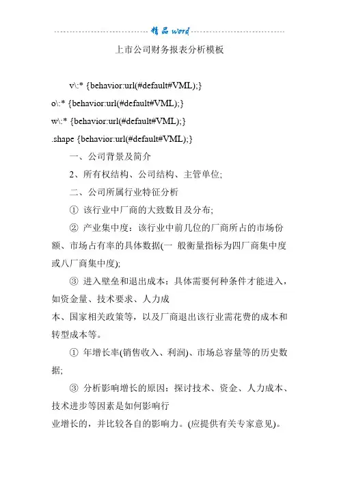 上市公司财务报表分析模板