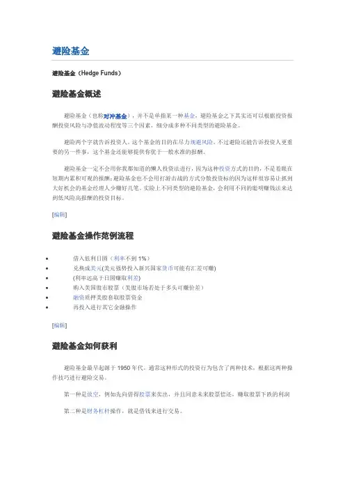 避险基金(对冲基金)