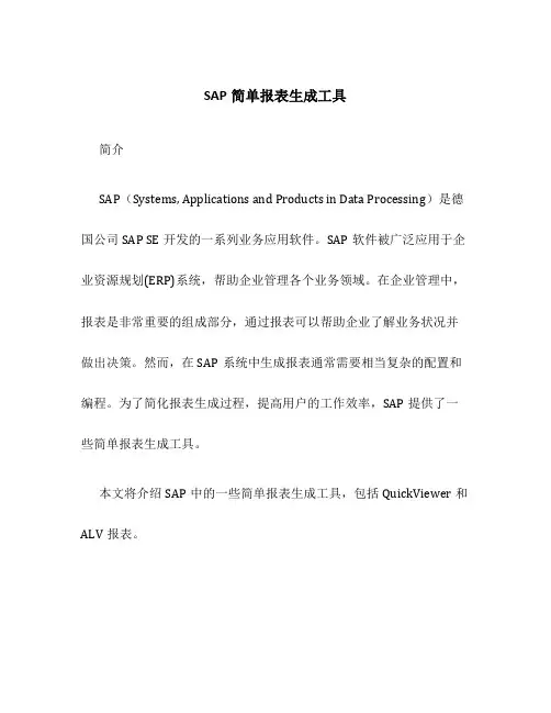 SAP简单报表生成工具