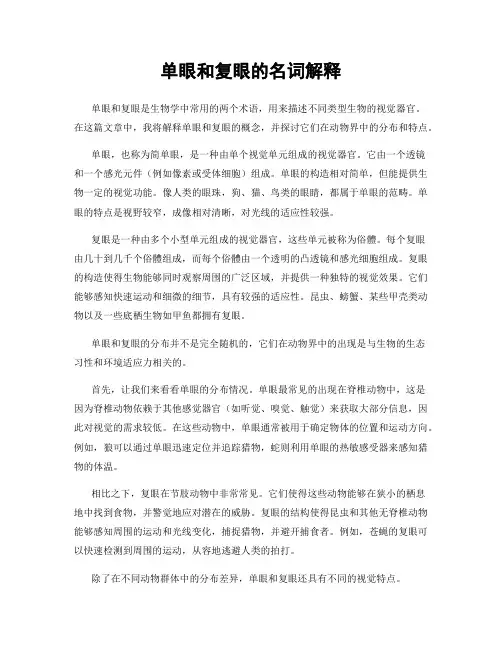单眼和复眼的名词解释