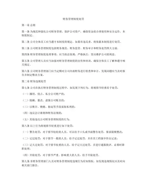 财务管理制度处罚