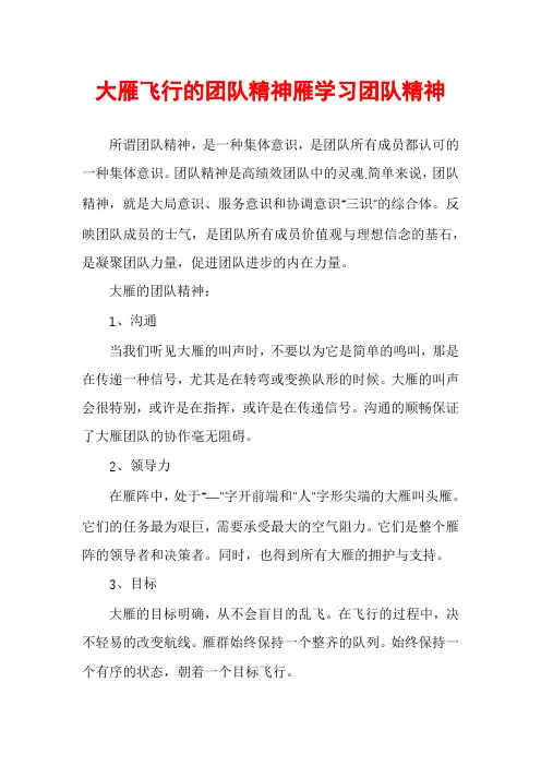 大雁飞行的团队精神雁学习团队精神