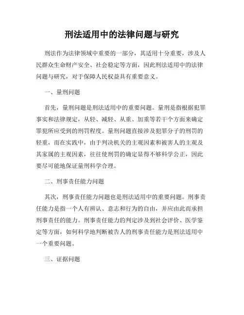 刑法适用中的法律问题与研究