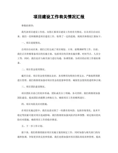 项目建设工作有关情况汇报