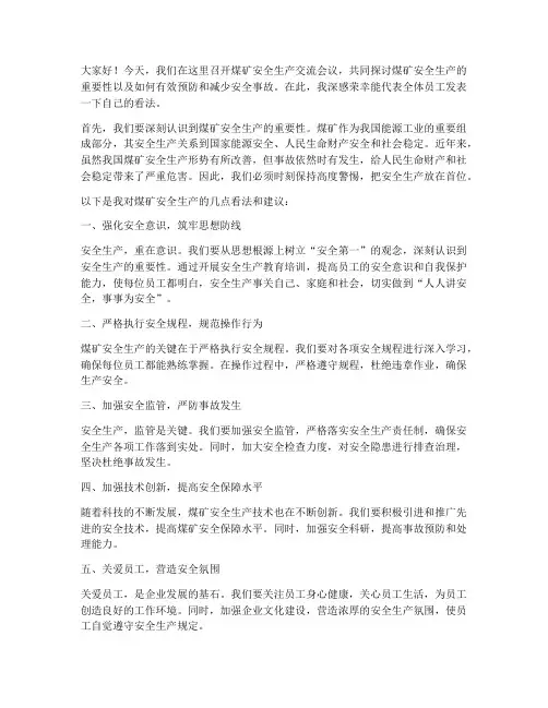 煤矿安全生产交流发言稿