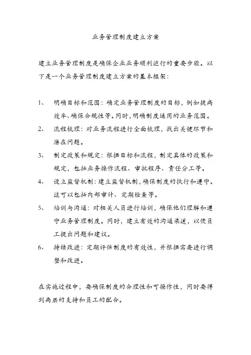 业务管理制度建立方案