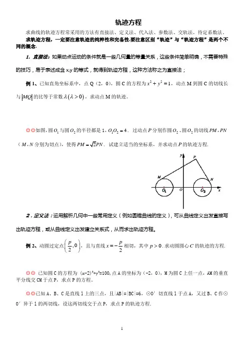轨迹方程的求法