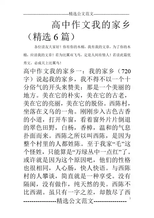 高中作文我的家乡(精选6篇)