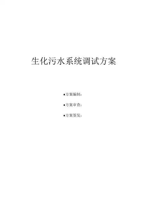 焦化厂生化污水系统调试方案