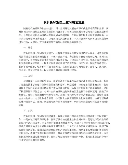 浅析新时期国土空间规划发展