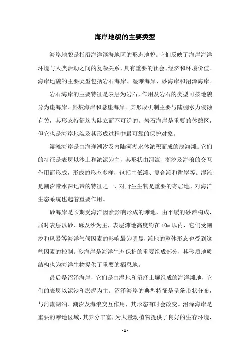 海岸地貌的主要类型