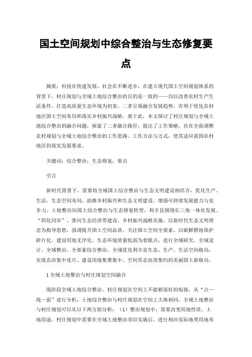 国土空间规划中综合整治与生态修复要点