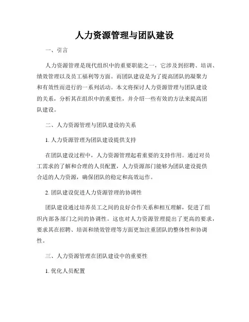 人力资源管理与团队建设
