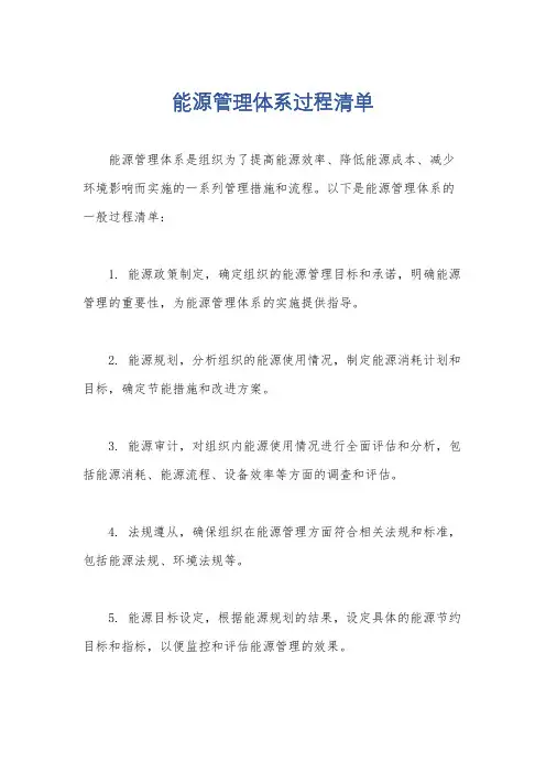 能源管理体系过程清单