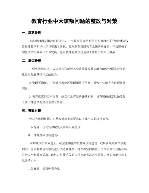 教育行业中大班额问题的整改与对策