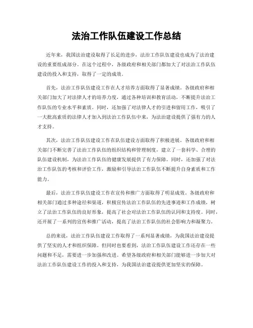 法治工作队伍建设工作总结