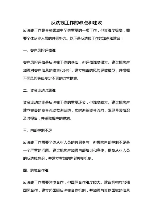 反洗钱工作的难点和建议