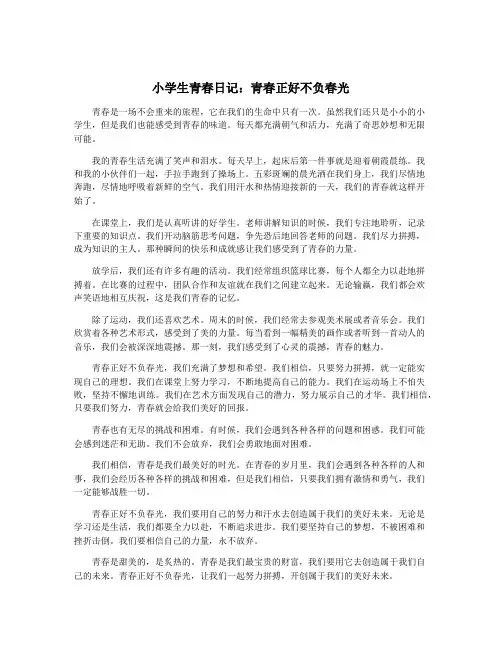 小学生青春日记：青春正好不负春光