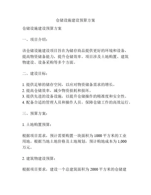 仓储设施建设预算方案