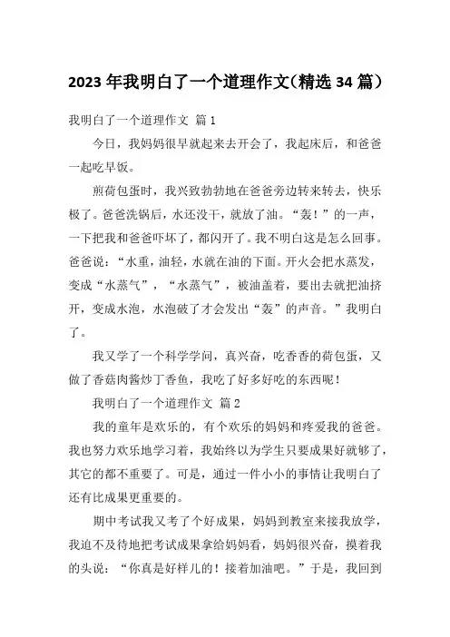 2023年我明白了一个道理作文(精选34篇)