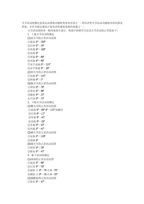 关节活动度中立位法0°法表示法