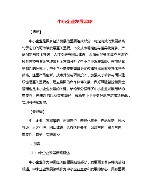 中小企业发展策略