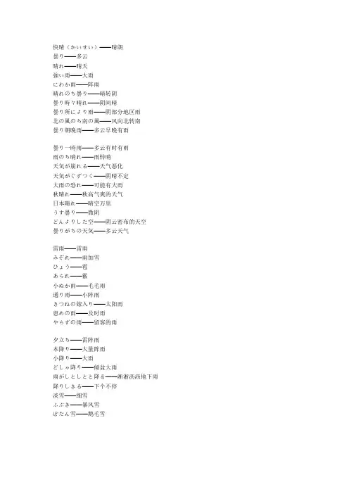 日语天气用语