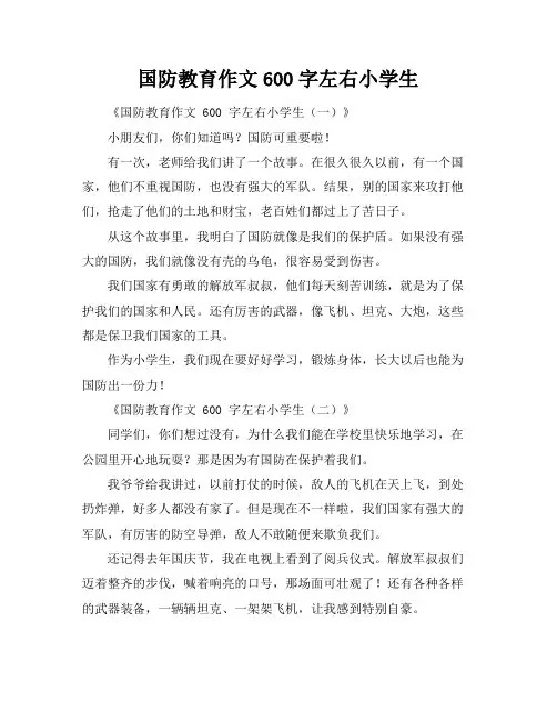 国防教育作文600字左右小学生