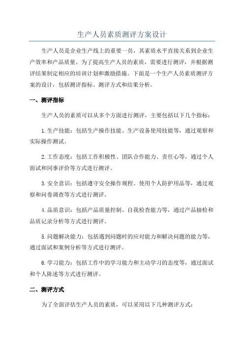 生产人员素质测评方案设计