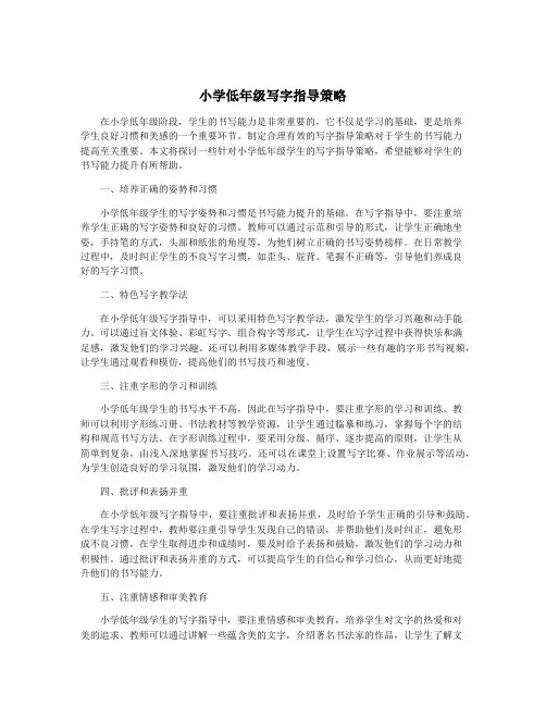小学低年级写字指导策略