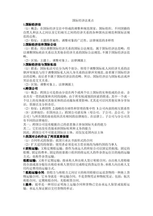 国际经济法要点整理