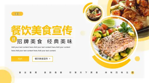 美食店宣传 适用于餐饮项目介绍 招商加盟 商业计划书 融资计划 黄色简约PPT模板