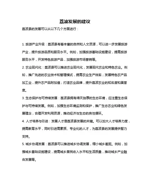 荔波发展的建议