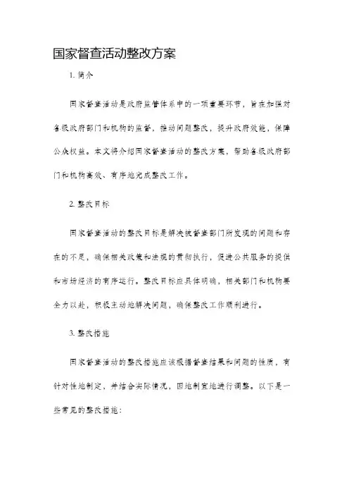 国家督查活动整改方案
