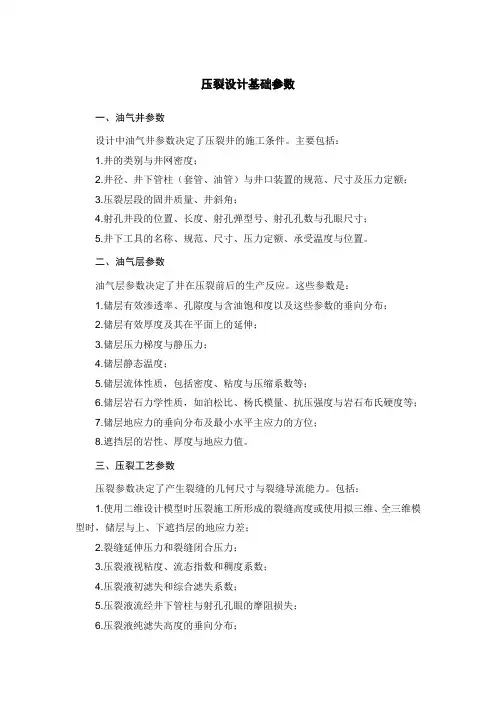 压裂设计基础参数