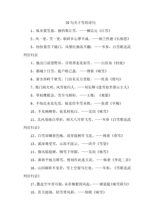 20句关于雪的诗句